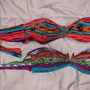 Two Strapless Bathing Suit Tops